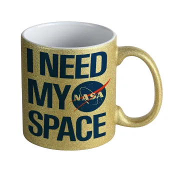 I need my space, Κούπα Χρυσή Glitter που γυαλίζει, κεραμική, 330ml