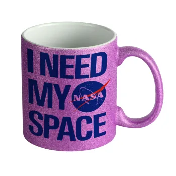 I need my space, Κούπα Μωβ Glitter που γυαλίζει, κεραμική, 330ml