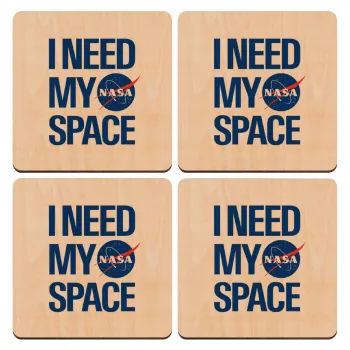 I need my space, ΣΕΤ x4 Σουβέρ ξύλινα τετράγωνα plywood (9cm)
