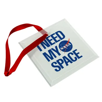 I need my space, Στολίδι Χριστουγεννιάτικο στολίδι γυάλινο τετράγωνο 9x9cm