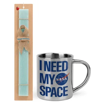 I need my space, Πασχαλινή Λαμπάδα με μεταλλική κούπα θερμό (300ml) & κερί αρωματικό πλακέ (30cm) (ΤΙΡΚΟΥΑΖ)
