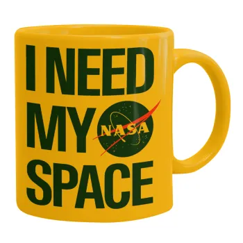 I need my space, Κούπα, κεραμική κίτρινη, 330ml