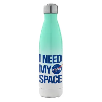 I need my space, Μεταλλικό παγούρι θερμός Πράσινο/Λευκό (Stainless steel), διπλού τοιχώματος, 500ml