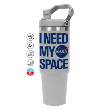 I need my space, GREY color, 890ml (30oz) stainless Steel Tumbler with Handle