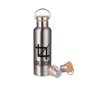 Oh Crop, Stainless steel Silver with wooden lid (bamboo), double wall, 750ml