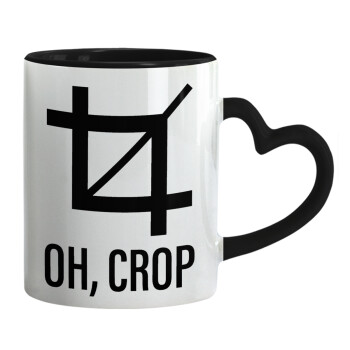 Oh Crop, Mug heart black handle, ceramic, 330ml