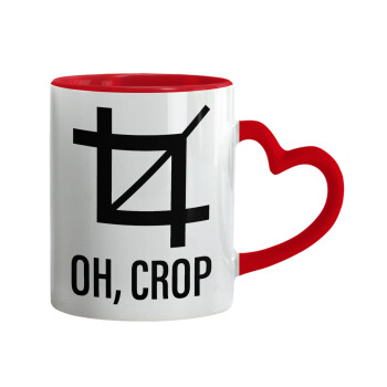 Oh Crop, Mug heart red handle, ceramic, 330ml