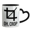 Mug heart black handle, ceramic, 330ml