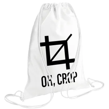 Oh Crop, Τσάντα πλάτης πουγκί GYMBAG λευκή (28x40cm)