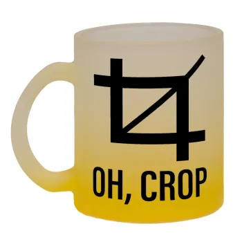 Oh Crop, Κούπα γυάλινη δίχρωμη με βάση το κίτρινο ματ, 330ml