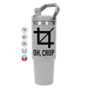 Oh Crop, GREY color, 890ml (30oz) stainless Steel Tumbler with Handle