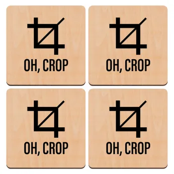 Oh Crop, ΣΕΤ x4 Σουβέρ ξύλινα τετράγωνα plywood (9cm)