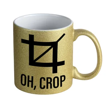 Oh Crop, Κούπα Χρυσή Glitter που γυαλίζει, κεραμική, 330ml