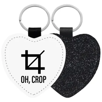 Oh Crop, Μπρελόκ PU δερμάτινο glitter καρδιά ΜΑΥΡΟ
