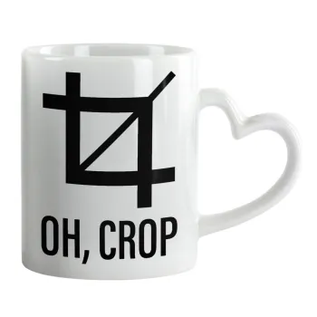 Oh Crop, Κούπα καρδιά χερούλι λευκή, κεραμική, 330ml