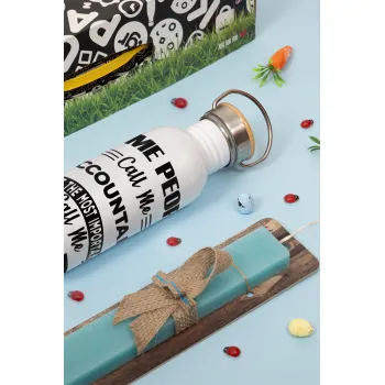 Some people call me accountant, Πασχαλινή Λαμπάδα με παγούρι μεταλλικό (620ml, stainless steel) & κερί αρωματικό πλακέ (30cm) (ΤΙΡΚΟΥΑΖ)