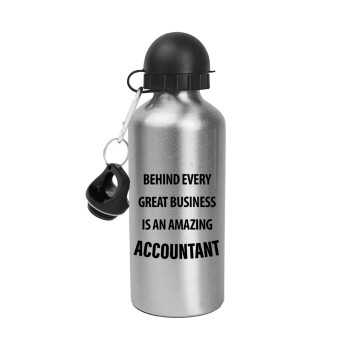 Behind every great business, Metallic water jug, Silver, aluminum 500ml