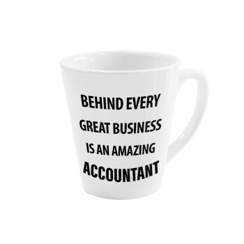 Behind every great business, Κούπα κωνική Latte Λευκή, κεραμική, 300ml