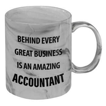 Behind every great business, Mug ceramic marble style, 330ml