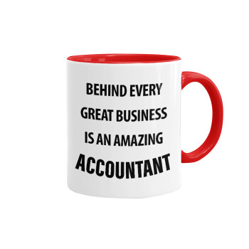 Behind every great business, Κούπα χρωματιστή κόκκινη, κεραμική, 330ml