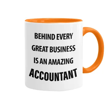 Behind every great business, Κούπα χρωματιστή πορτοκαλί, κεραμική, 330ml