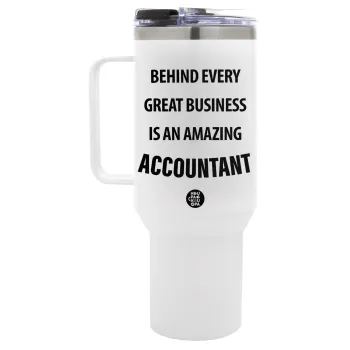 Behind every great business, Mega Tumbler με καπάκι, διπλού τοιχώματος (θερμό) 1,2L