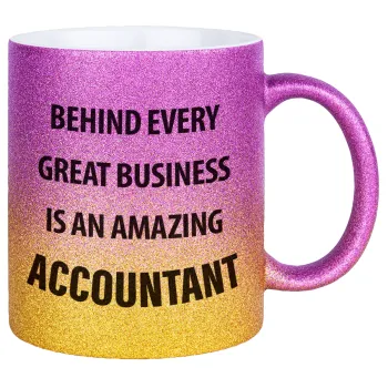 Behind every great business, Κούπα Χρυσή/Ροζ Glitter, κεραμική, 330ml