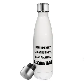 Behind every great business, Metal mug thermos White (Stainless steel), double wall, 500ml