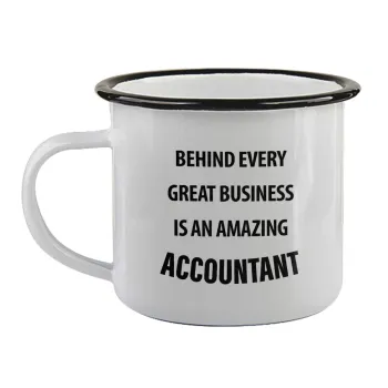 Behind every great business, Κούπα εμαγιέ με μαύρο χείλος 360ml