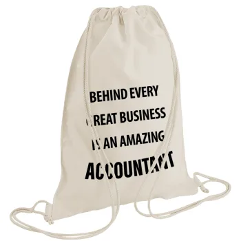 Behind every great business, Τσάντα πλάτης πουγκί GYMBAG natural (28x40cm)