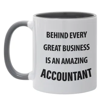 Behind every great business, Κούπα χρωματιστή γκρι, κεραμική, 330ml