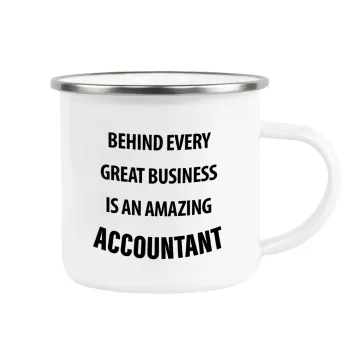 Behind every great business, Κούπα Μεταλλική εμαγιέ λευκη 360ml