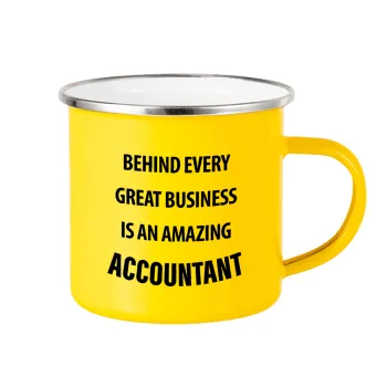 Behind every great business, Κούπα Μεταλλική εμαγιέ Κίτρινη 360ml