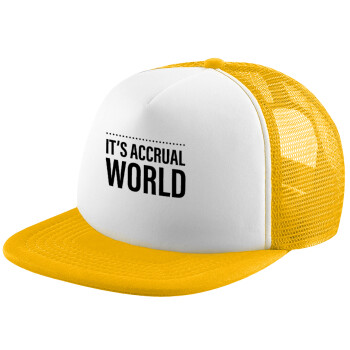 It's an accrual world, Καπέλο Soft Trucker με Δίχτυ Κίτρινο/White 