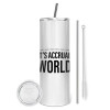 Tumbler stainless steel 600ml, with metal straw & cleaning brush