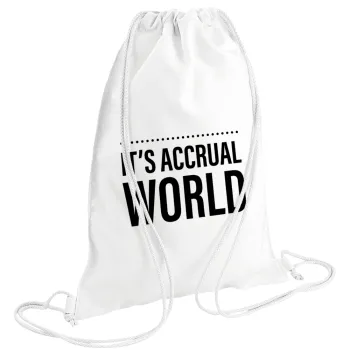 It's an accrual world, Τσάντα πλάτης πουγκί GYMBAG λευκή (28x40cm)
