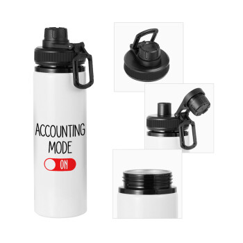 ACCOUNTANT MODE ON, Metal water bottle with safety cap, aluminum 850ml