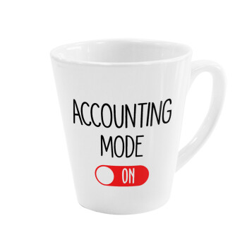 ACCOUNTANT MODE ON, Κούπα κωνική Latte Λευκή, κεραμική, 300ml