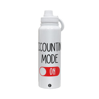 ACCOUNTANT MODE ON, 1L Stainless Steel Thermal Bottle with Phone Holder & Double Wall Insulation