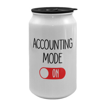 ACCOUNTANT MODE ON, Κούπα ταξιδιού μεταλλική με καπάκι (tin-can) 500ml