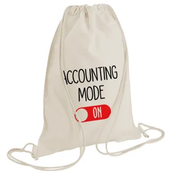 ACCOUNTANT MODE ON, Τσάντα πλάτης πουγκί GYMBAG natural (28x40cm)