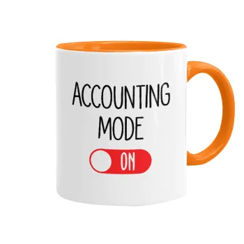 ACCOUNTANT MODE ON, Κούπα χρωματιστή πορτοκαλί, κεραμική, 330ml