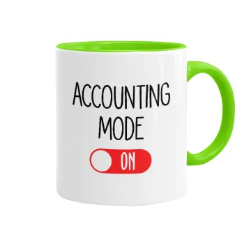 ACCOUNTANT MODE ON, Κούπα χρωματιστή βεραμάν, κεραμική, 330ml