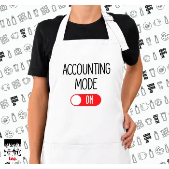 ACCOUNTANT MODE ON, Ποδιά μακριά Σεφ ολόσωμη με τσέπες white (ΕΝΗΛΙΚΩΝ)
