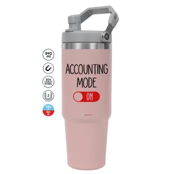 ACCOUNTANT MODE ON, Pink color, 890ml (30oz) stainless Steel Tumbler with Handle