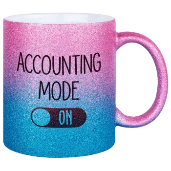 ACCOUNTANT MODE ON, Κούπα Χρυσή/Μπλε Glitter, κεραμική, 330ml