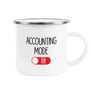 ACCOUNTANT MODE ON, Κούπα Μεταλλική εμαγιέ λευκη 360ml