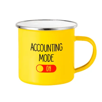 ACCOUNTANT MODE ON, Κούπα Μεταλλική εμαγιέ Κίτρινη 360ml