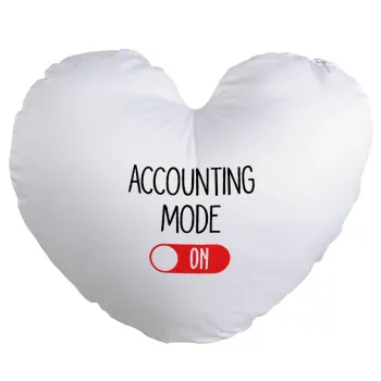 ACCOUNTANT MODE ON, Μαξιλάρι καναπέ καρδιά 40x40cm περιέχεται το  γέμισμα
