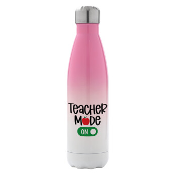 Teacher mode ON, Metal mug thermos Pink/White (Stainless steel), double wall, 500ml